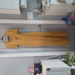 Lulus Much Obliged Yellow Wrap Maxi Dress Size M